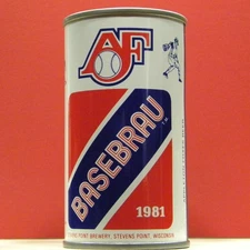 AF Basebrau Base Brau Beer 1981 R-W-B Can Appleton Foxes Wisconsin 147