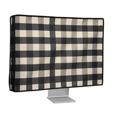 RARE kwmobile iMac Monitor Dust Cover Compatible with 31-32" Checker Beige Linen