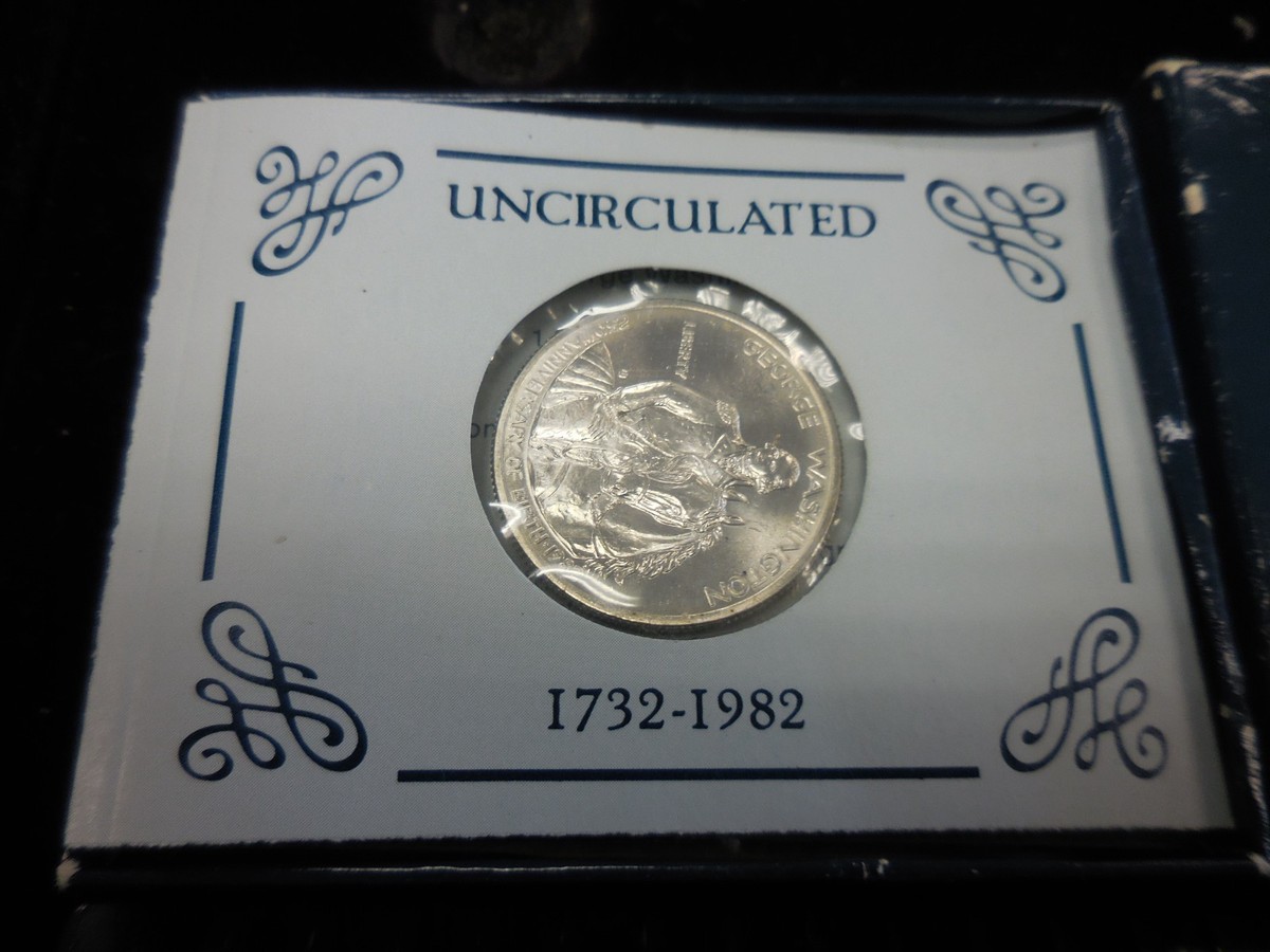 【美品】1982年-D ジョージワシントン記念 1/2ドル 1982-D George Washington Commemorative Silver Half Dollar 90