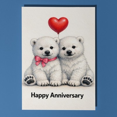 Animal Hugs Eisbär Love You Snow Much Happy Anniversary Karte personalisiert