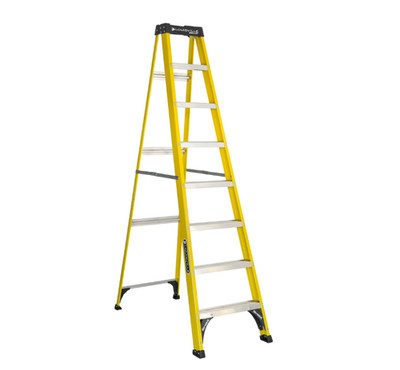 8' Fiberglass Step Ladder, 12' Reach, 250 lbs Load Capacity, Superior Safety