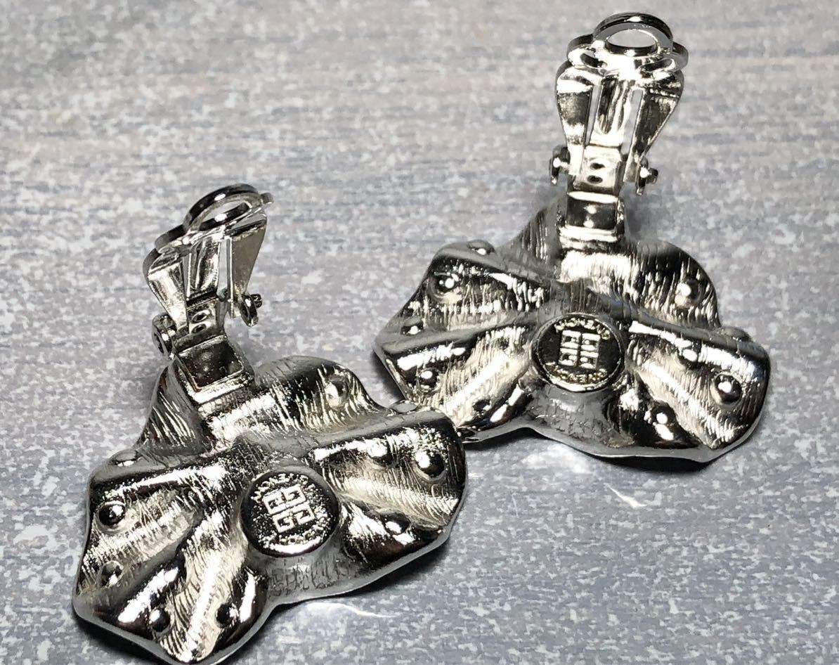 Rare GIVENCHY Earrings Heart Stone Silver Color thumbnail 4
