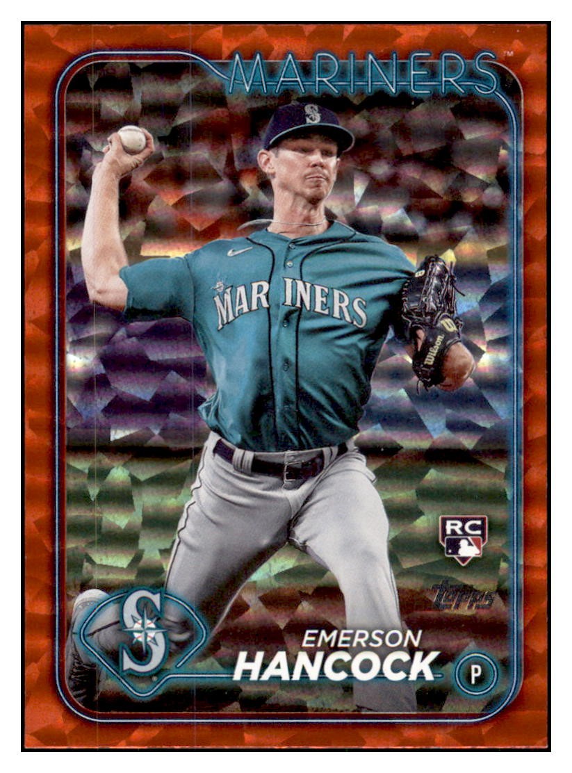 2024 Topps Emerson Hancock #39 RC /199 Red Crackle Foil Seattle Mariners