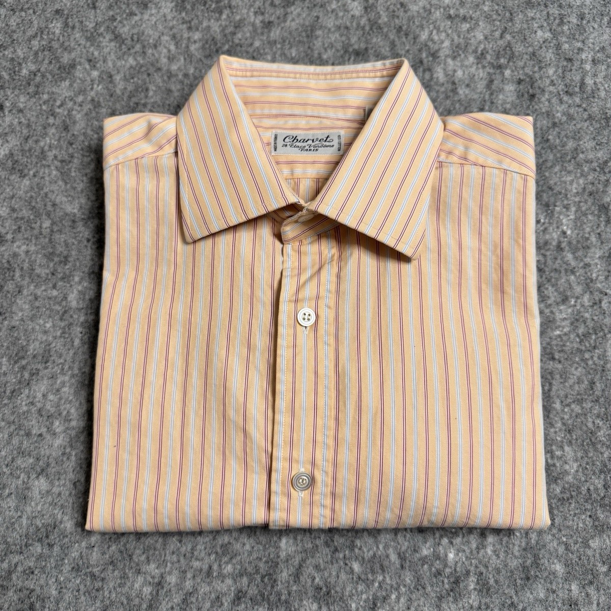 CHARVET FRANCE STRIPE COTTON SHIRT Vintage Charvet Mens