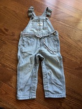 OshKosh B'gosh Vestbak 12 Months Carpenter Denim ButtonBib Overalls Striped Baby