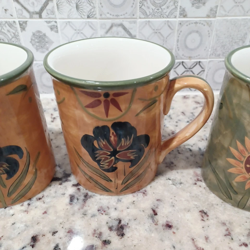 Сертифицированный международный кофейные кружки набор из 4 Susan Winget тюльпаны подсолнечника анютины глазки - Изображение 4 из 4