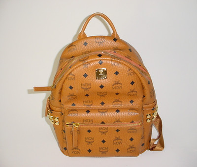 MCM Small Stark Backpack Cognac Side Studs, 12'' Long
