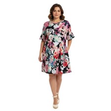 Bellamie Dress with Pockets Pink Flare Sleeve Colorful Brunch Easter Size XL