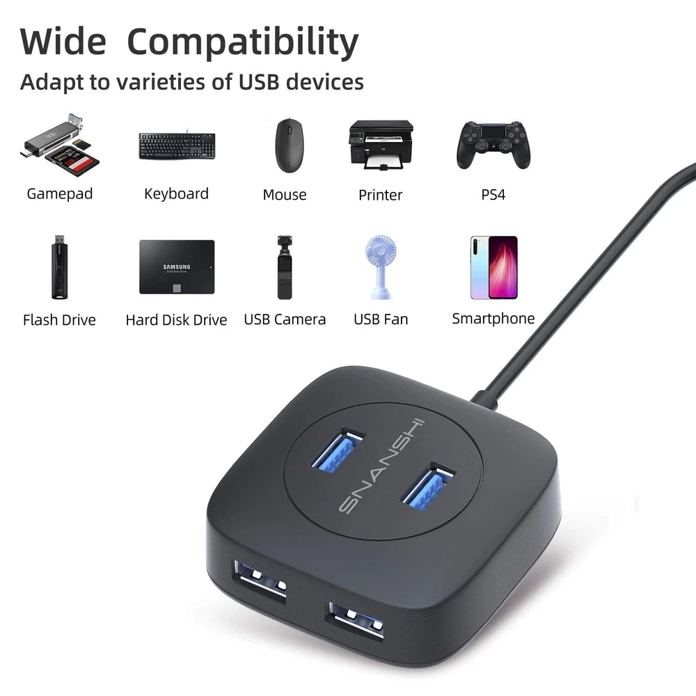 4-Port USB C to USB 3.0 Hub Adapter with Type C Connectivity