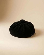 1960s Lecie Black Wool Felt Beret Vintage Designer Cocktail Hat Black Wool Felt