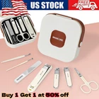 Manicure Pedicure Set Nail Clippers Ear Pick Cleaner Cuticle Grooming Kit Case