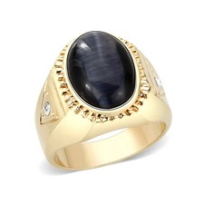 Women's Gold Plated Brass Ion Ring Black Onyx - Valentine's Day, Christmas | Tea