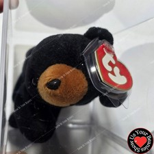 Ty Beanie Baby Blackie The Bear Authenticated 3rd Gen Hang Tag, 1st Gen Tush Tag