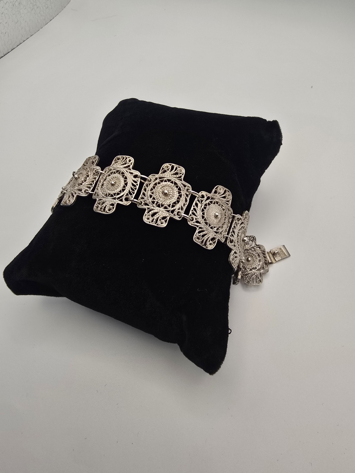 Vintage antique Mexican sterling silver filigree bracelet