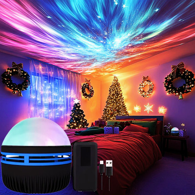 2 Pcs LED Northern Lights Projection Aurora Galaxy Projector Lamp Night Light US