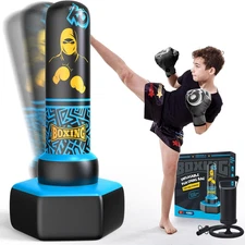 67'' Inflatable Punching Bag Freestanding for Kids Aged 3-12 – Heavy Duty Boxing