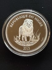 2015 Niger 1,000 Francs Lion  1 oz Silver Coin Proof