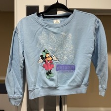 Vintage Kids Disney Pals Minnie Mouse Blue Crew Neck Sweater Size 12-13 Cartoon