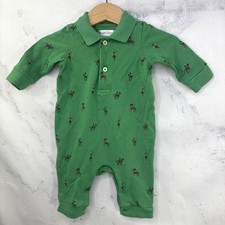 Vtg Ralph Lauren Baby Green Romper 3 Months 3M One Piece Horse Novelty Preppy