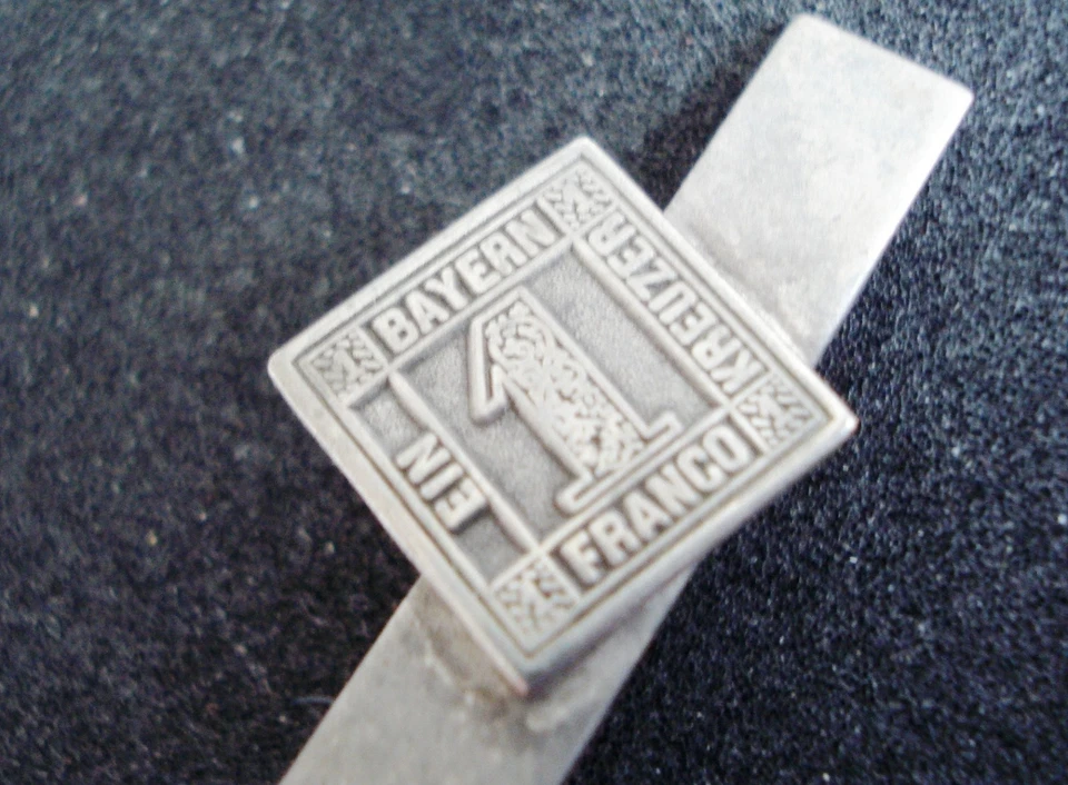 Briefmarken Krawattenhalter/ Krawattenklammer + Krawatte "Bayern 1 Kreuzer Franc - Bild 2 von 4