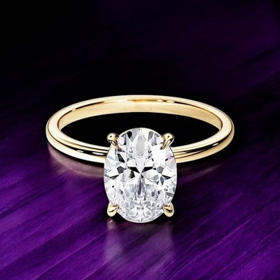 Massiver 14K Gelbgold Luxus Diamant Ring Ovalschliff IGI 2 Karat E F VVS Lab ...