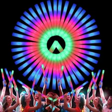 100 PCS LED Light Up Foam Sticks Concert Rally Glow Sticks Party Rave Wands