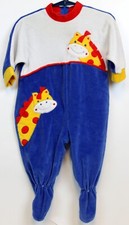 VTG 80s Baby Togs Giraffe Velvet Sleeper sz 6-9 Months Winter Long Sleeve