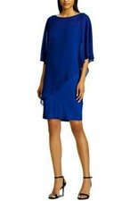 Lauren by Ralph Lauren Women's Blue Cape-Overlay Chiffon Dress LAYERED SZ 4 NWT