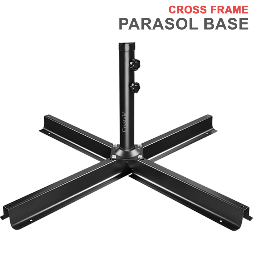 Cross Frame Parasol Base Patio Umbrella Garden Heavy Duty Metal Stand Holder