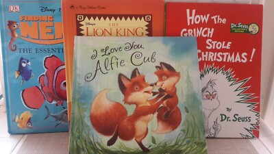 Lot Of 4 Kids Books Mixed Nemo Lion King Grinch Alfie Cub Pre-owned