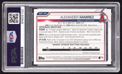 Alexander Ramirez Signed 2021 Bowman Chrome Prospects Purple Refractors #BCP145 - Picture 2 of 2