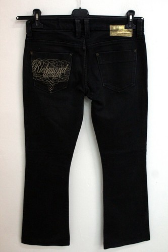 Jeans Richmond Größe 44 Frau Denim Schwarz Baumwolle Hose Frau Logo Fackel - Zdjęcie 6 z 12