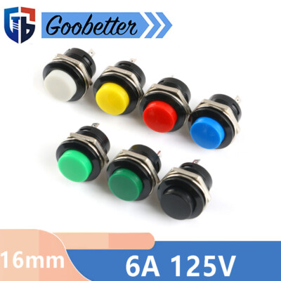 Einbau Taster 16 mm Drucktaster 6A 125V Push Button Switch Schalter 7 Farben