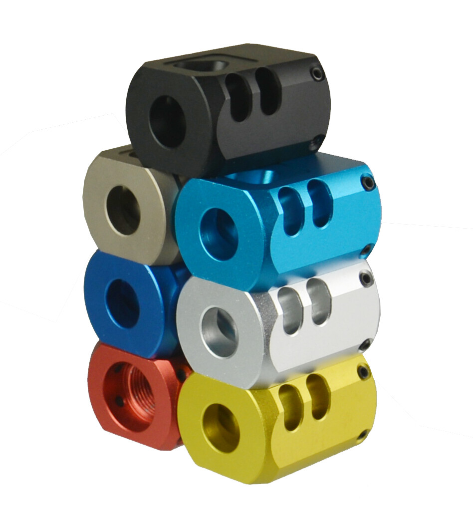 Anodized Black Muzzle Brake Compensator – 1/2x28 TPI For 9mm Glock (G17, G19)
