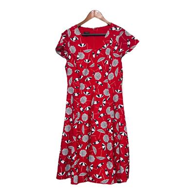 Talbots Red Umbrella Blue White Pattern Patriotic Midi Modest Dress | eBay