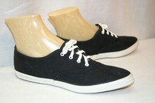 Sz 6.5 N NOS Vtg 70s Shoes All BLACK Sneakers LaCrosse SKAMPS CANVAS TENNIS Gym