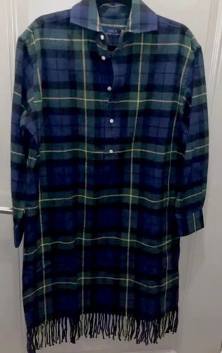 POLO RALPH LAUREN fringe plaid flannel dress side pockets Sz 6 NWT $349 - Picture 1 of 3