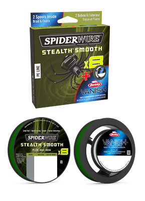 Spinnendraht Stealth glatt 8 Angelzopf 150m + Fluorcarbon Leader Duo Spule 