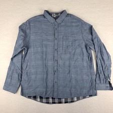 Eddie Bauer Shirt Mens 2XL XXL Blue Classic Fit Plaid Lined Flannel Button Down