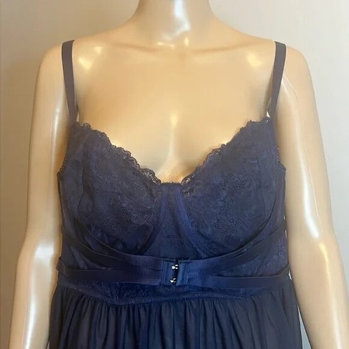 Torrid Curve Women's Blue Lace Sheer Strappy Underwire Babydoll Lingerie Size 3X - Picture 3 of 9
