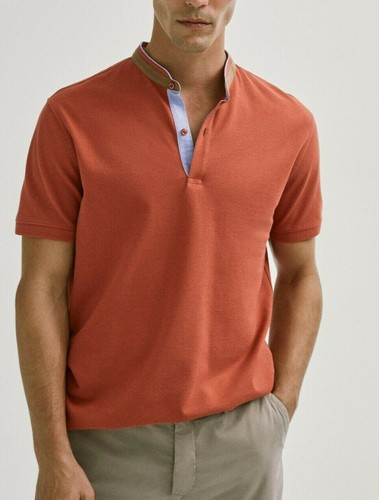 Men's Grandad Shirts Shirt Short Sleeve Mandarin Regular Fit Pique new - Picture 8 of 13