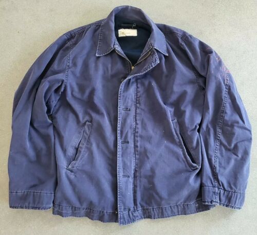 Vintage 70s USN N4 Utility Deck Jacket Blue US Navy Vietnam War Era 38R - Afbeelding 1 van 12