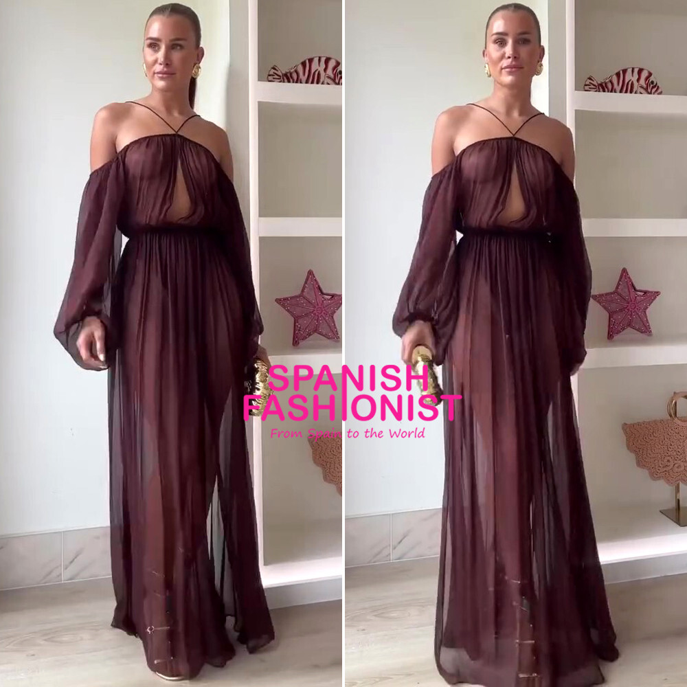 【ZARA】FLOWING LONG DRESS Brown | 1758/532/700 ZARA WOMAN SS25 BROWN FLOWY LONG DRESS ALL SIZES 1758/532