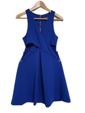 Express Womens Dress Size 6 Blue V-Neck Open Cut Waist Clubwear