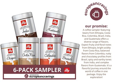 Illy Whole Bean Coffee, Arabica Selection, 6-Pack, Variety of Flavors - 8.8oz
