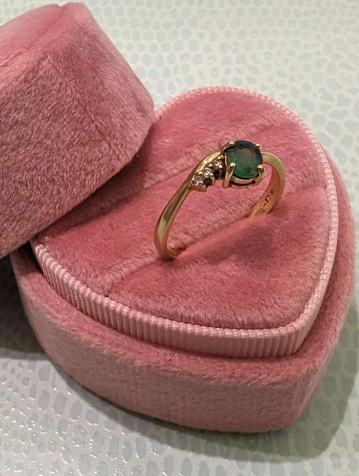 Frauen luxus ring 750er Gelbgold mit emerald green 0.37 ct,brilliants 0.03 ct - Bild 2 von 4