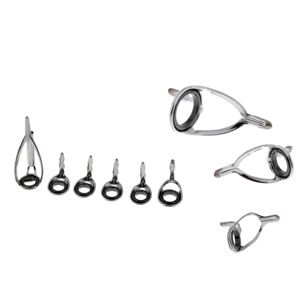 9pcs Fly Fishing Rod Guide Tip Repair Kit DIY Fishing Pole Eye Rings 6