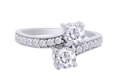 1ct Moissanite For Ever Us Two Stone Bridal Solitaire Ring in 10K White Gold