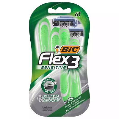 BiC-3 Sensitive Rasierer Herren Flex 3 Klingen Einwegrasierer Close & Precise Pack-6