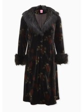 *nwt* Torrid Betsey Johnson Black Velvet Floral Faux Fur Coat Size 2 (18/20)